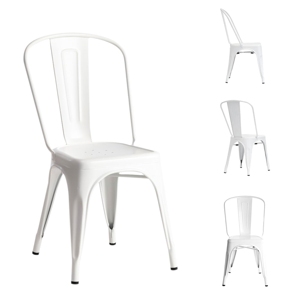 SET DE 4 SILLAS METALICAS TIPO TOLIX COLOR BLANCO