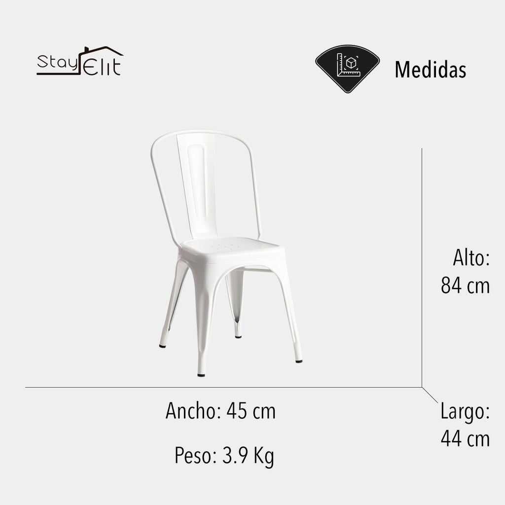 SET DE 4 SILLAS METALICAS TIPO TOLIX COLOR BLANCO