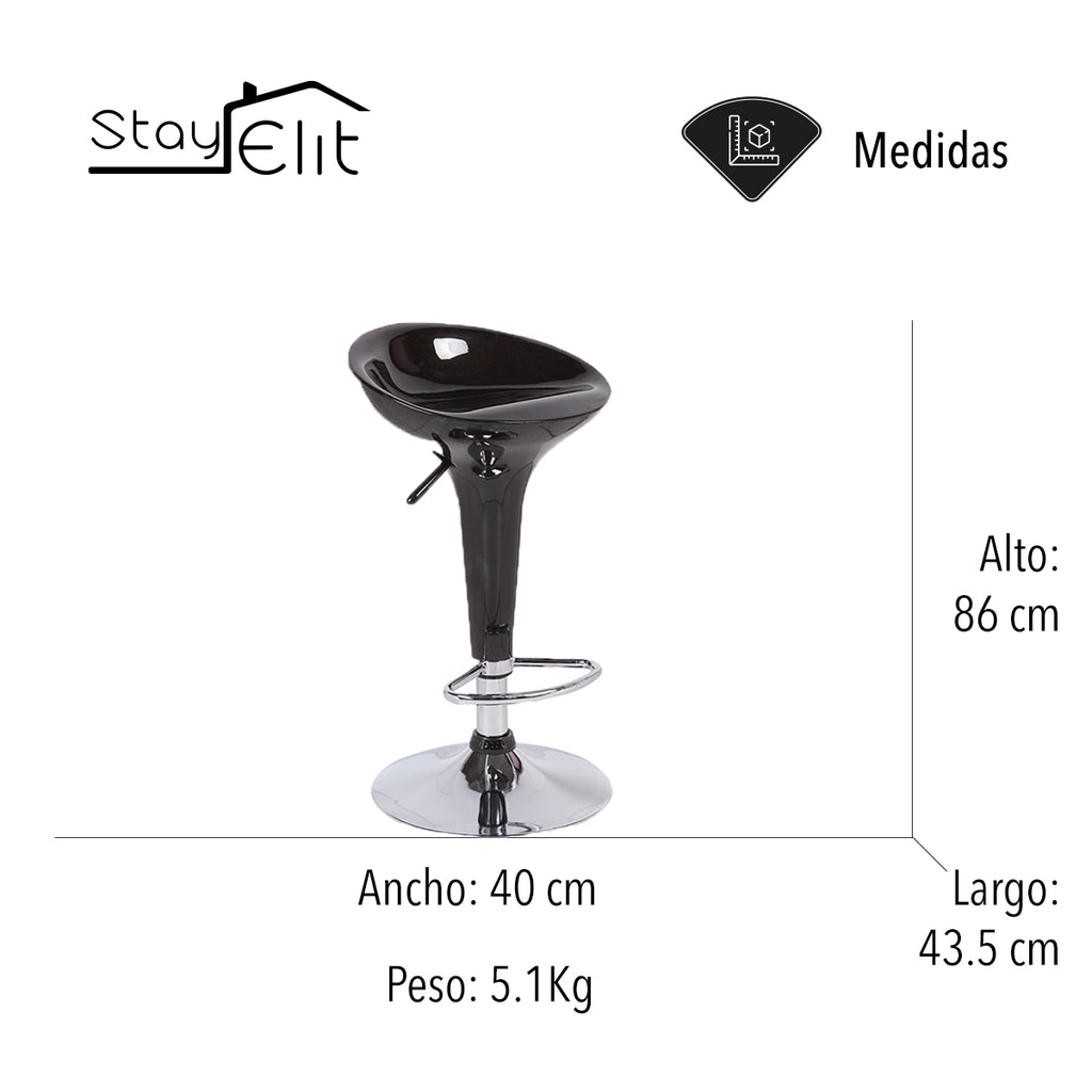 SET DE 2 BANCOS PARA BARRA REDONDOS CON ALTURA AJUSTABLE COLOR NEGRO