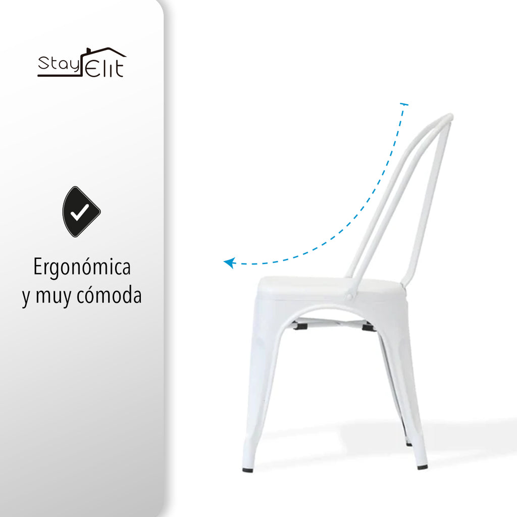 SET DE 4 SILLAS METALICAS TIPO TOLIX COLOR BLANCO