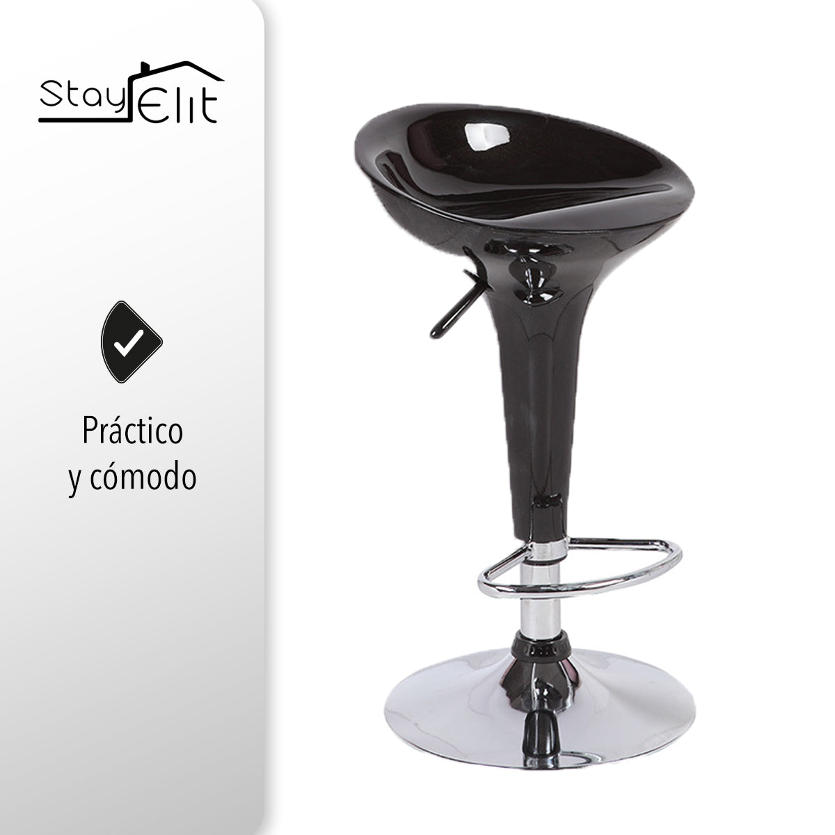 SET DE 2 BANCOS PARA BARRA REDONDOS CON ALTURA AJUSTABLE COLOR NEGRO