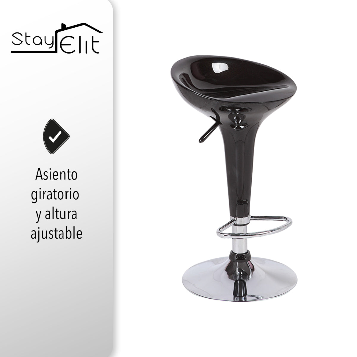 SET DE 2 BANCOS PARA BARRA REDONDOS CON ALTURA AJUSTABLE COLOR NEGRO