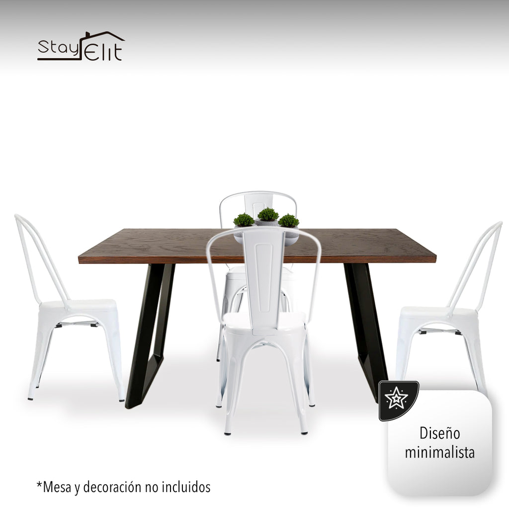 SET DE 4 SILLAS METALICAS TIPO TOLIX COLOR BLANCO
