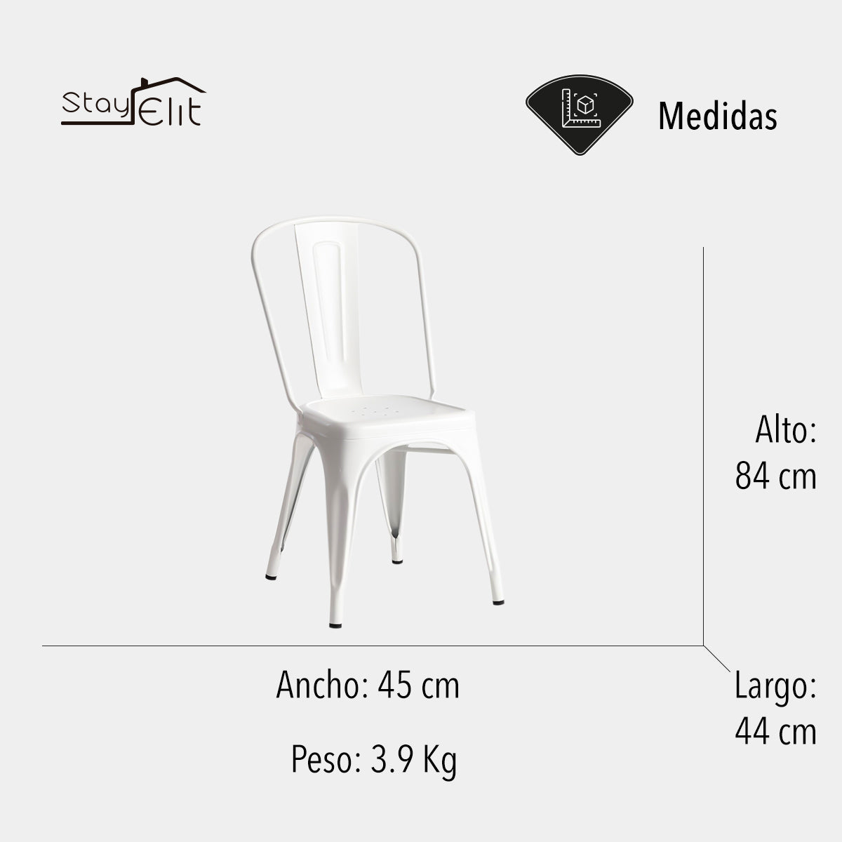 SET DE 2 SILLAS METALICAS DE COMEDOR COLOR BLANCO