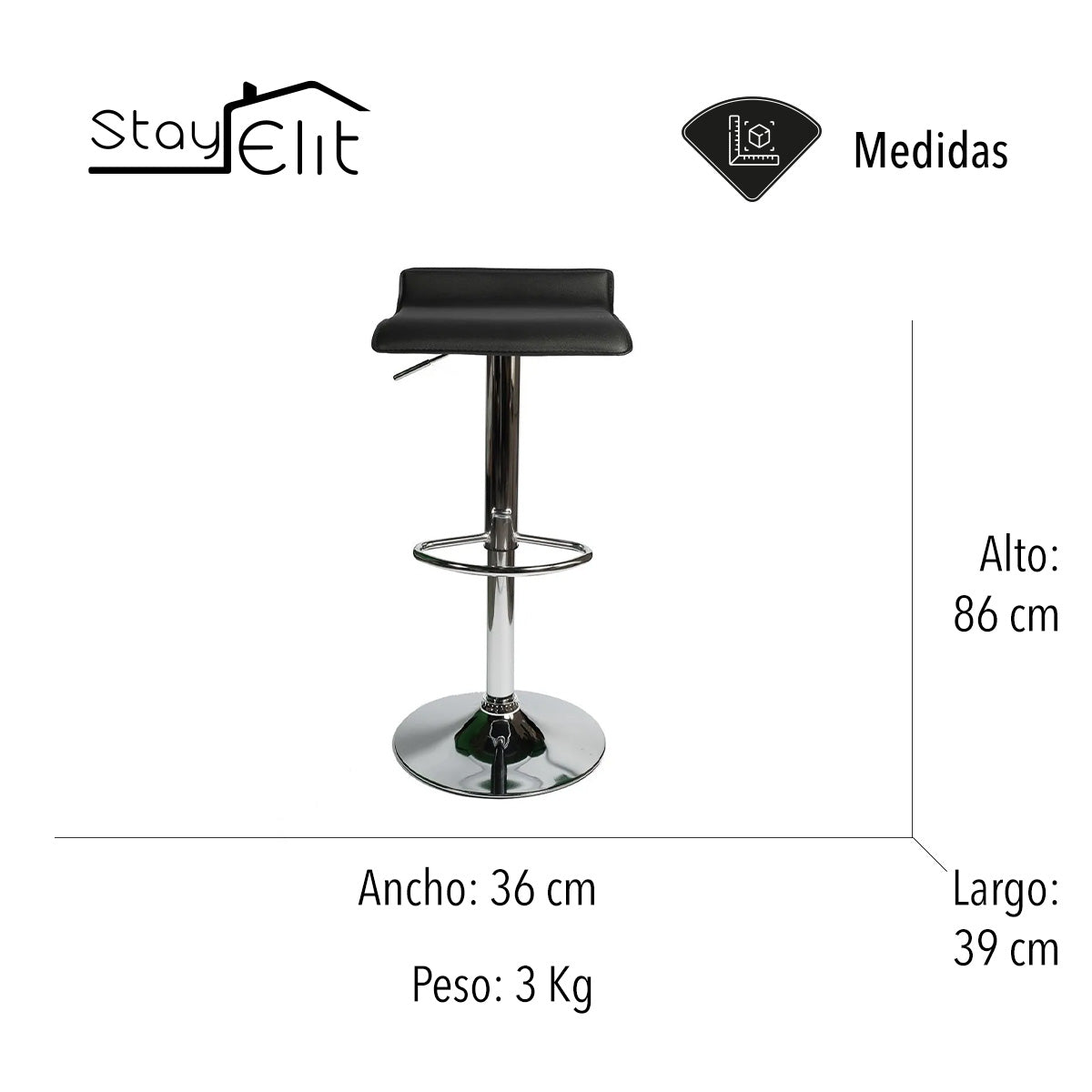 SET DE 2 BANCOS DE BARRA COLOR NEGRO
