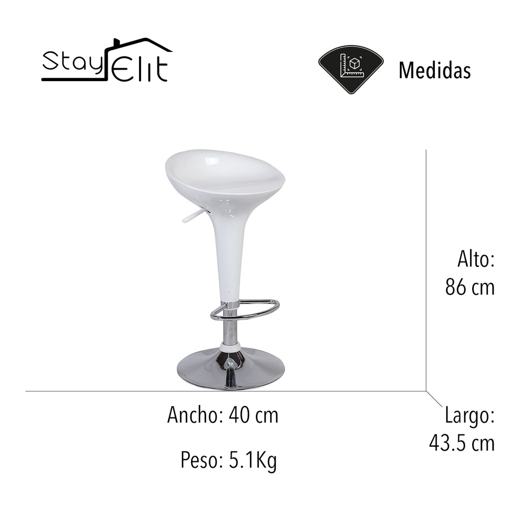 SET DE 2 BANCOS PARA BARRA REDONDOS CON ALTURA AJUSTABLE COLOR BLANCO