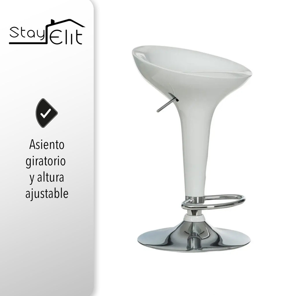SET DE 2 BANCOS PARA BARRA REDONDOS CON ALTURA AJUSTABLE COLOR BLANCO