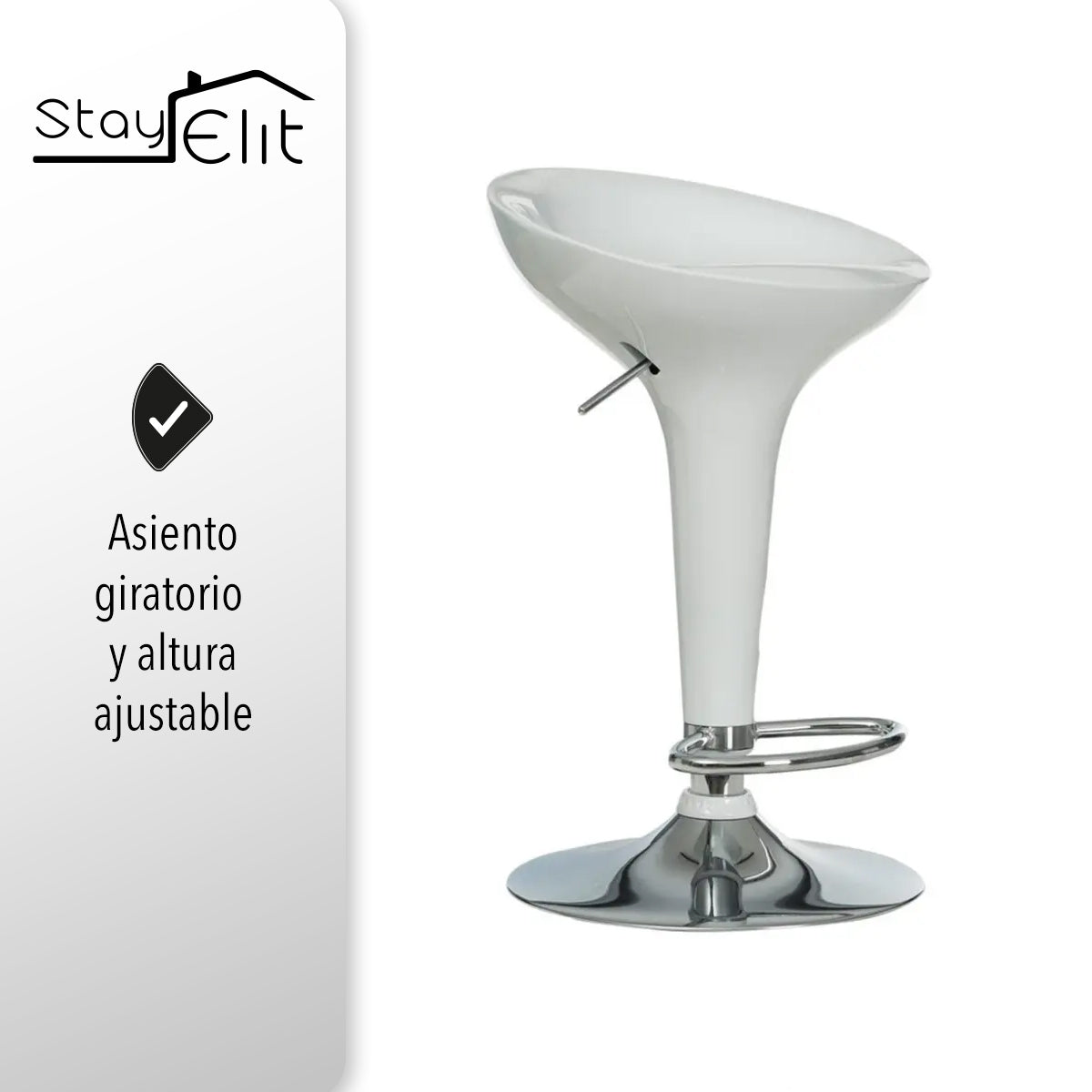 SET DE 2 BANCOS PARA BARRA REDONDOS CON ALTURA AJUSTABLE COLOR BLANCO