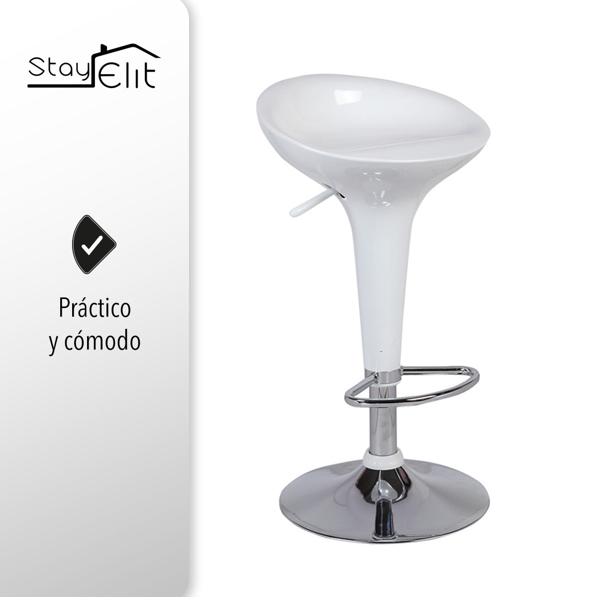 SET DE 2 BANCOS PARA BARRA REDONDOS CON ALTURA AJUSTABLE COLOR BLANCO