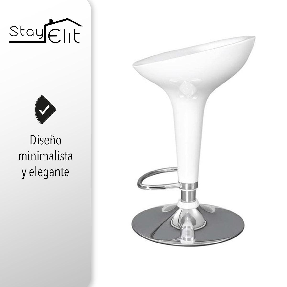 SET DE 2 BANCOS PARA BARRA REDONDOS CON ALTURA AJUSTABLE COLOR BLANCO