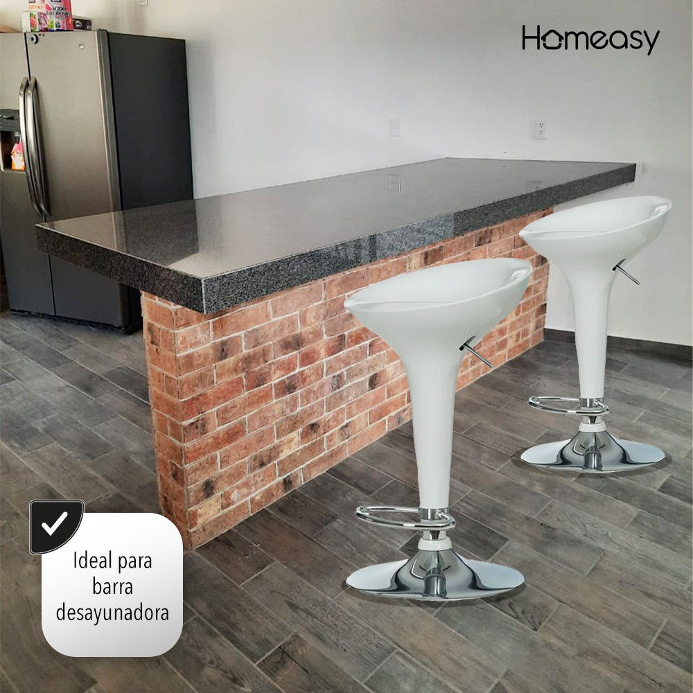 SET DE 2 BANCOS PARA BARRA REDONDOS CON ALTURA AJUSTABLE COLOR BLANCO