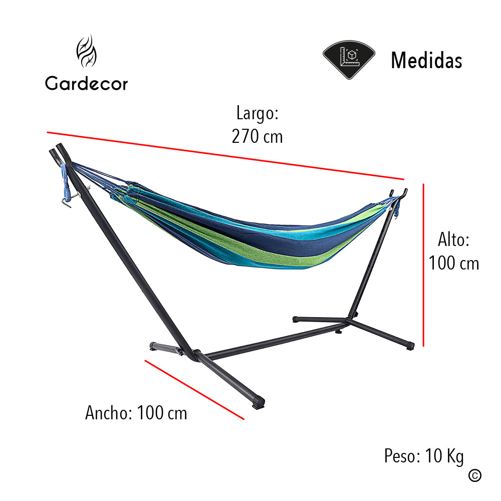 HAMACA PORTÁTIL CON BASE COLOR AZUL