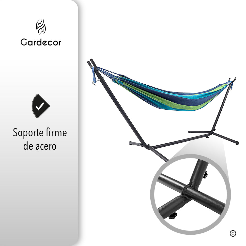 HAMACA PORTÁTIL CON BASE COLOR AZUL
