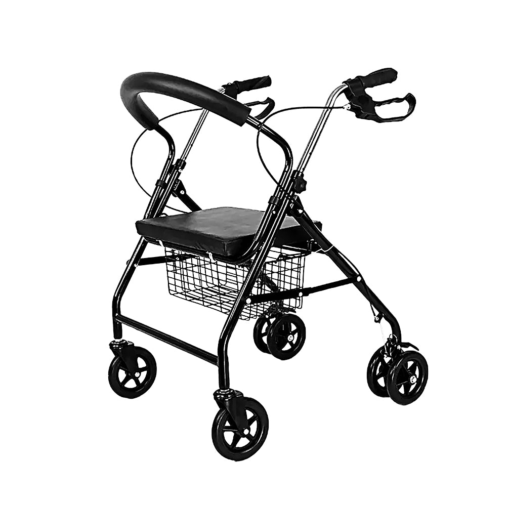 ANDADERA ORTOPÉDICA CON ASIENTO PARA ADULTO COLOR NEGRO (SALDOS)