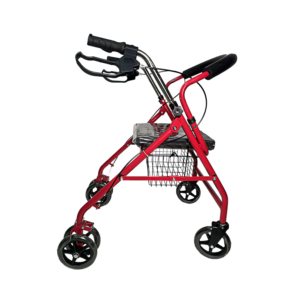 ANDADERA ORTOPÉDICA CON ASIENTO PARA ADULTO COLOR ROJO (SALDOS)