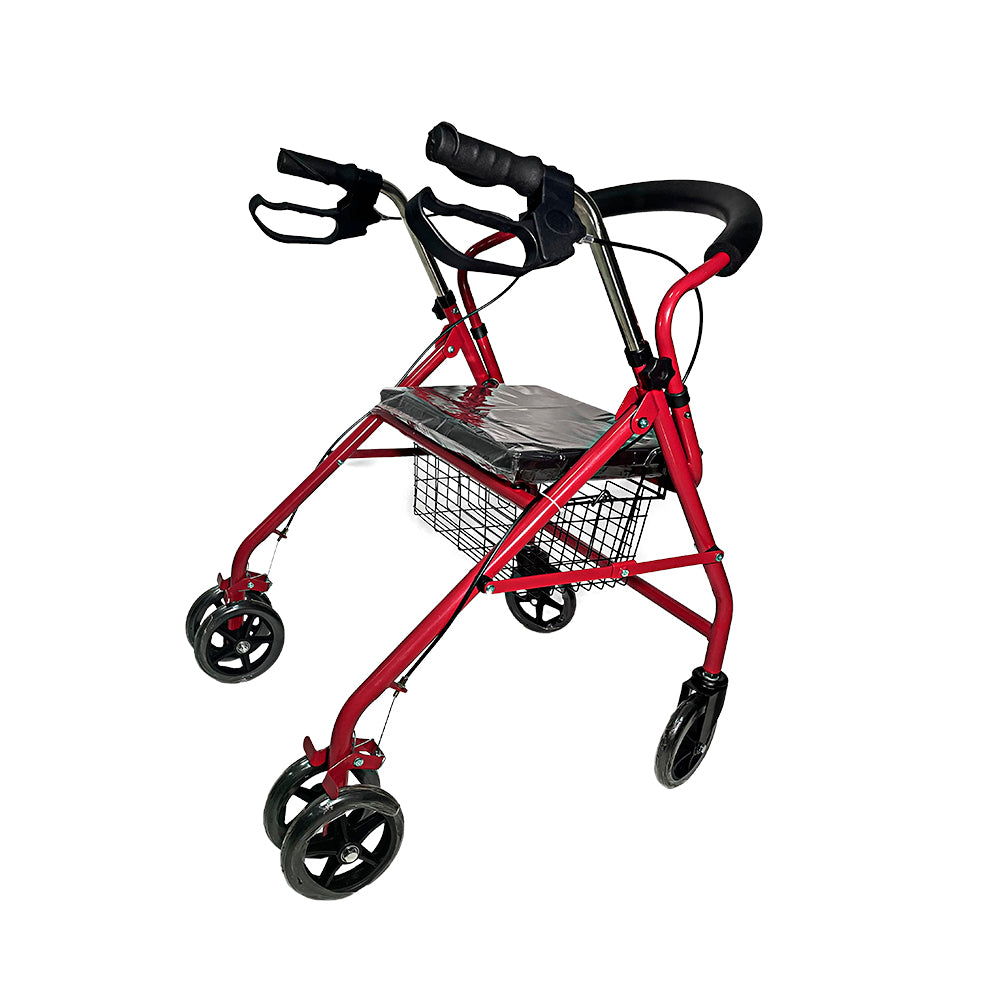 ANDADERA ORTOPÉDICA CON ASIENTO PARA ADULTO COLOR ROJO (SALDOS)
