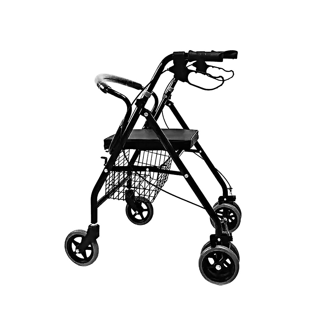 ANDADERA ORTOPÉDICA CON ASIENTO PARA ADULTO COLOR NEGRO (SALDOS)