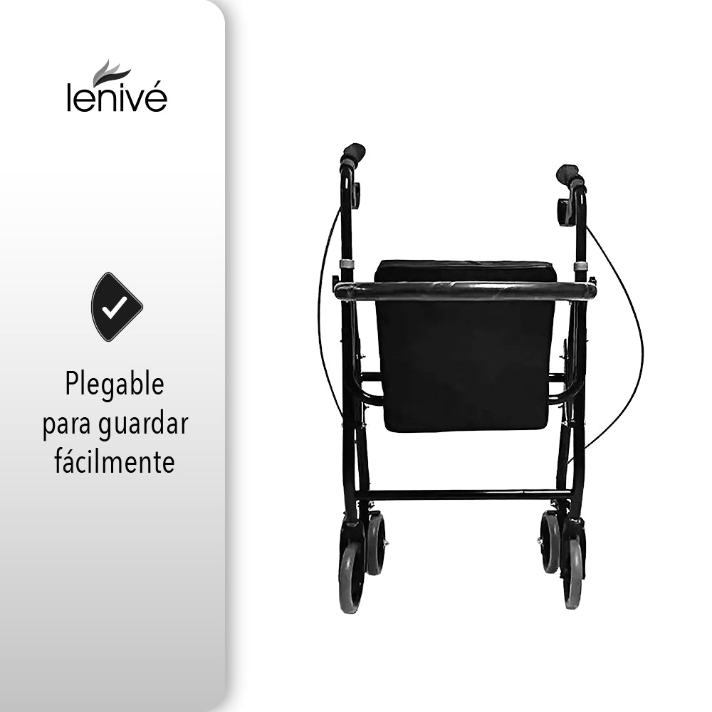 ANDADERA ORTOPÉDICA CON ASIENTO PARA ADULTO COLOR NEGRO (SALDOS)