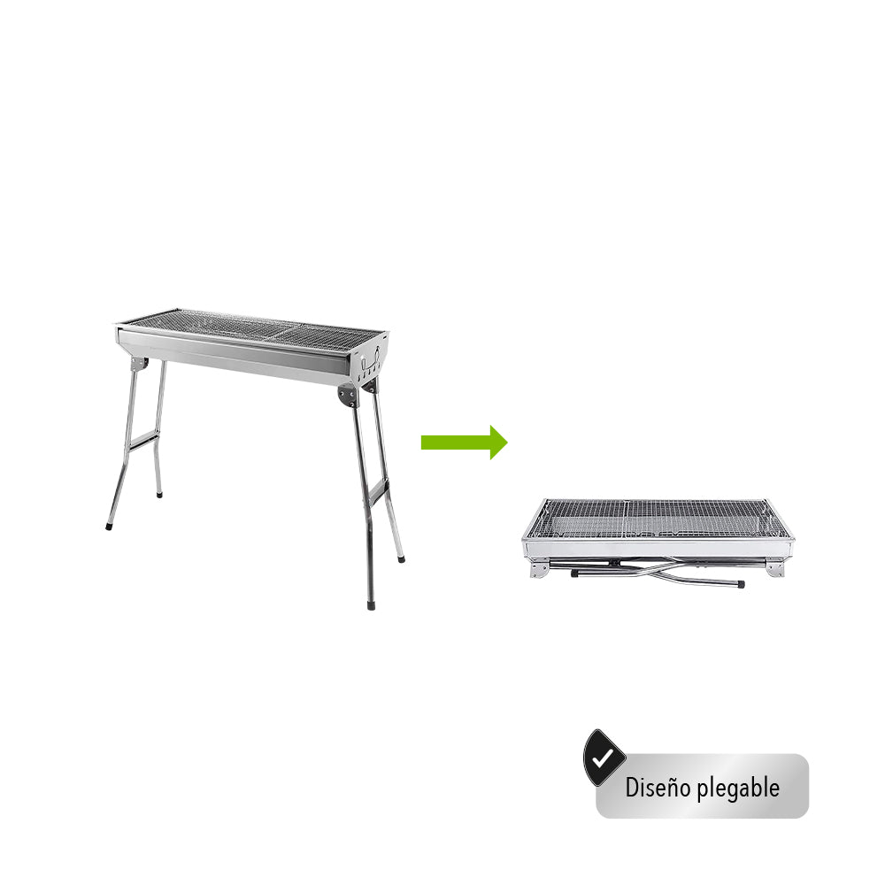 ASADOR PORTÁTIL PLEGABLE COLOR GRIS 73X33X70 CM