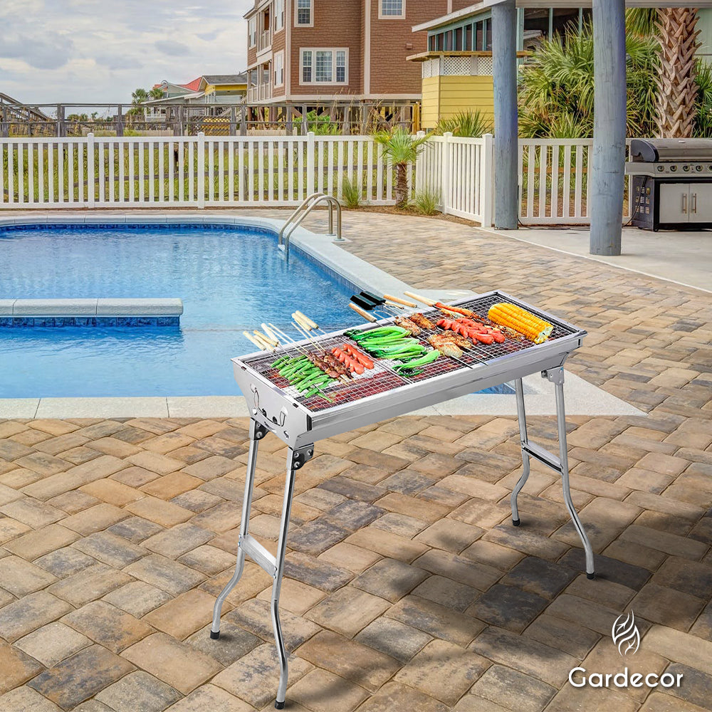 ASADOR PORTÁTIL PLEGABLE COLOR GRIS 73X33X70 CM