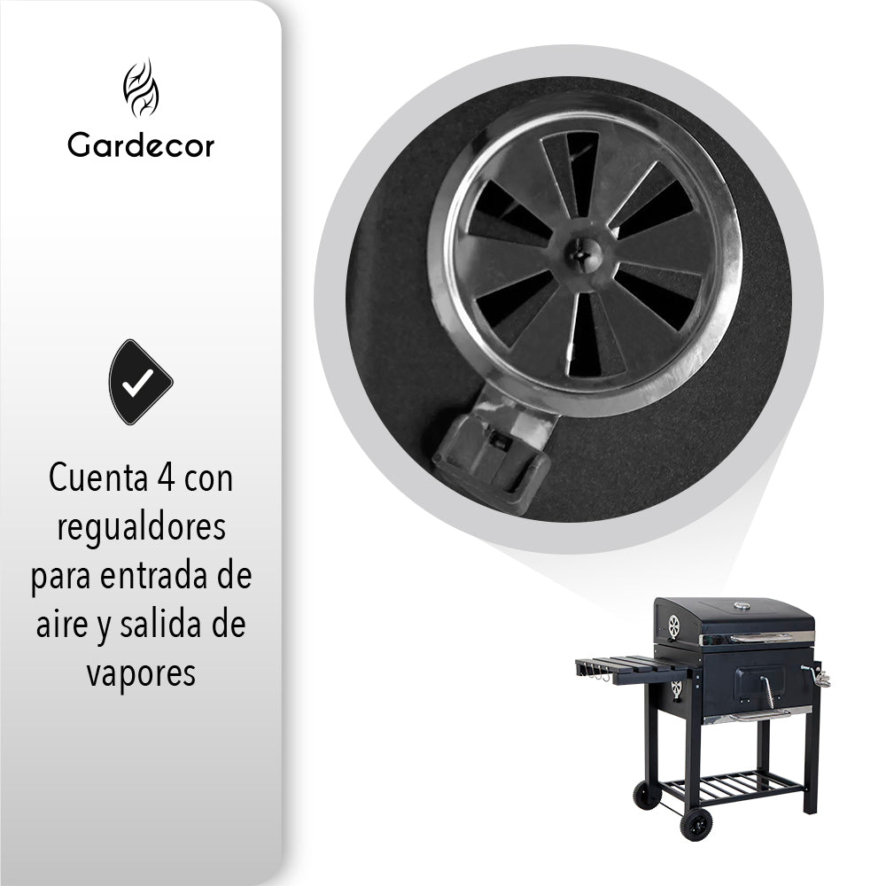 ASADOR DE CARBÓN DE 24" COLOR NEGRO