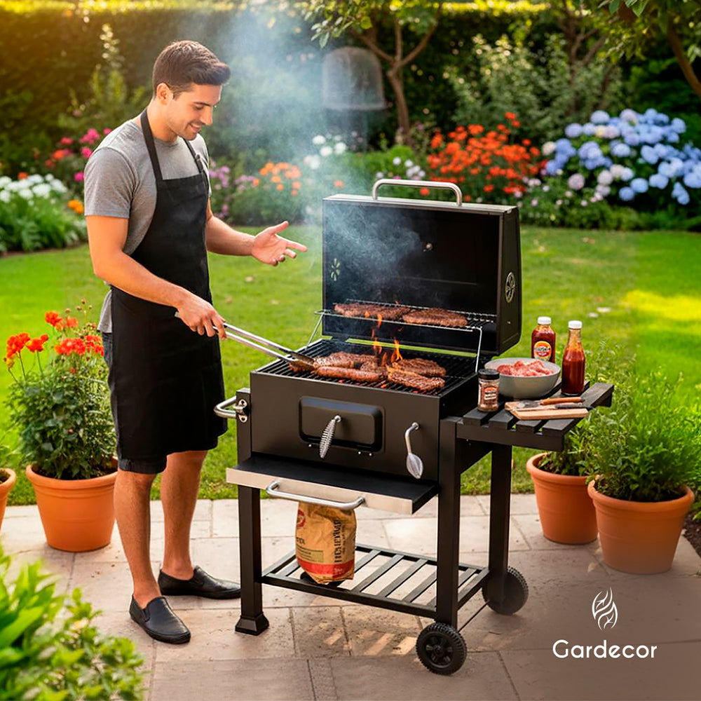 ASADOR DE CARBÓN DE 24" COLOR NEGRO