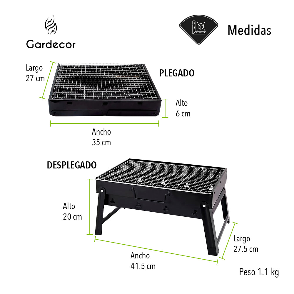 ASADOR PLEGABLE PORTÁTIL DE ACERO
