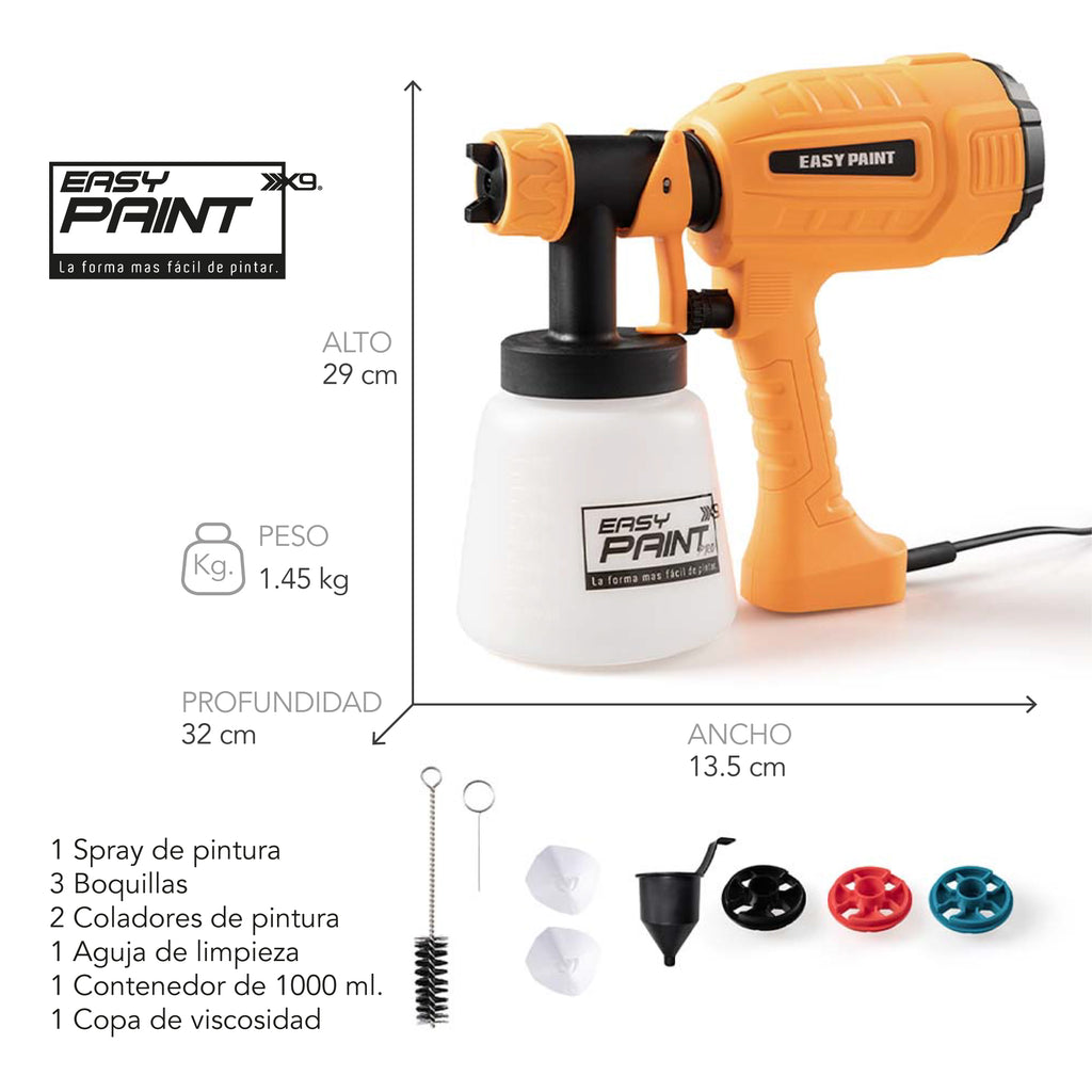 EASY PAINT-PRO PISTOLA PORTÁTIL PARA PINTAR DE 400W CON BOQUILLAS REGULADORAS