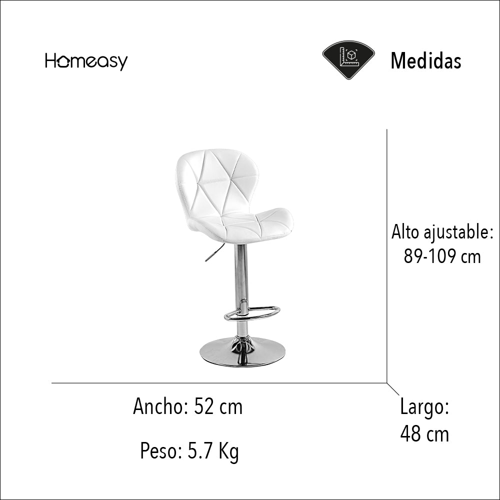 SET DE 2 BANCOS PARA BARRA CON RESPALDO ALTO COLOR BLANCO