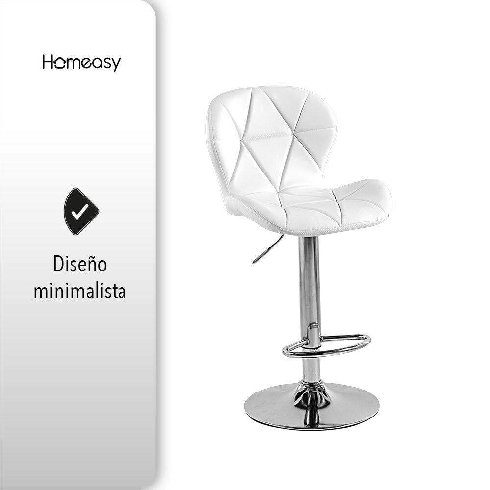 SET DE 2 BANCOS PARA BARRA CON RESPALDO ALTO COLOR BLANCO