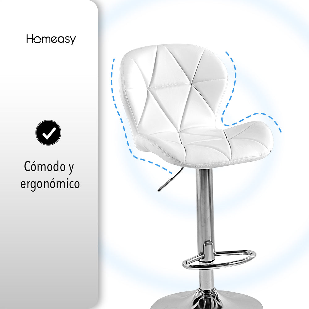 SET DE 2 BANCOS PARA BARRA CON RESPALDO ALTO COLOR BLANCO