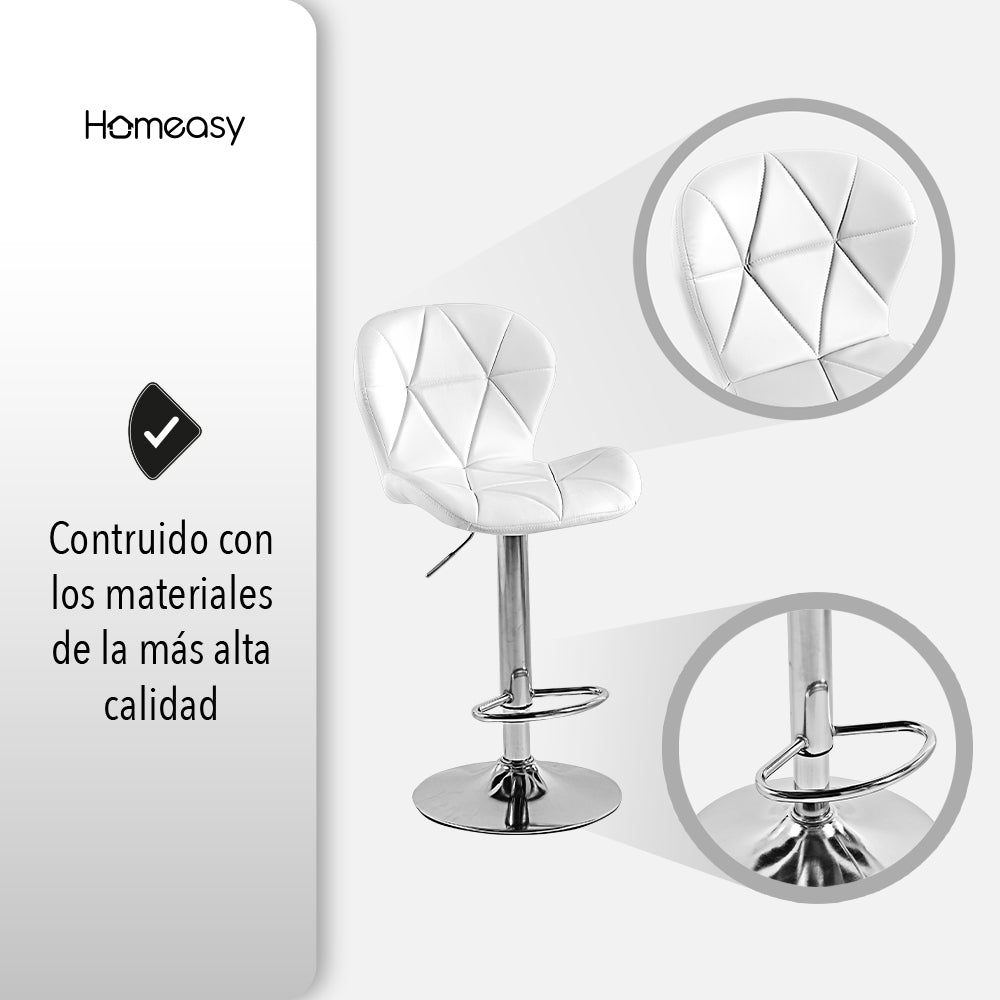SET DE 2 BANCOS PARA BARRA CON RESPALDO ALTO COLOR BLANCO