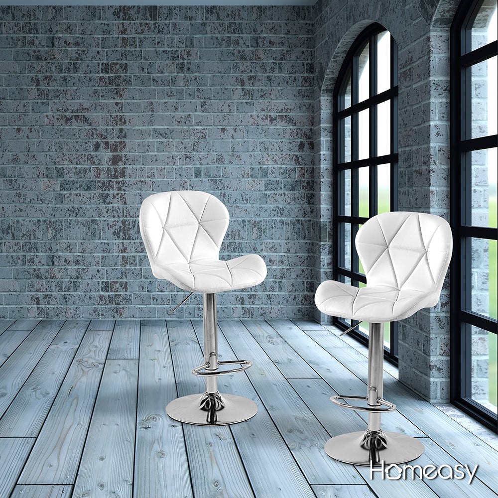 SET DE 2 BANCOS PARA BARRA CON RESPALDO ALTO COLOR BLANCO