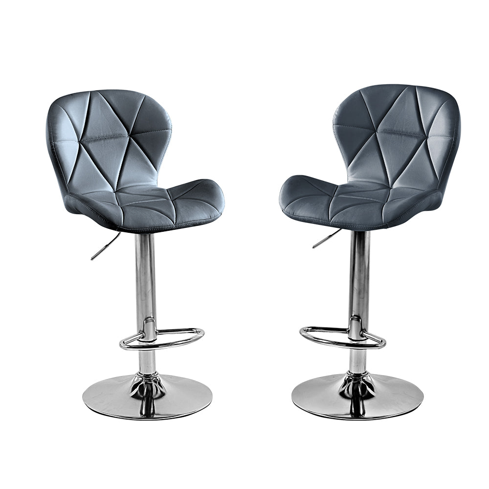 SET DE 2 BANCOS PARA BARRA CON RESPALDO ALTO COLOR GRIS