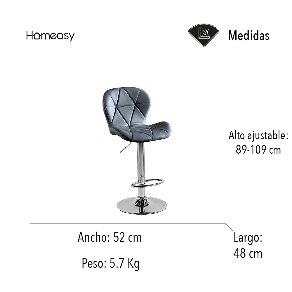 SET DE 2 BANCOS PARA BARRA CON RESPALDO ALTO COLOR GRIS