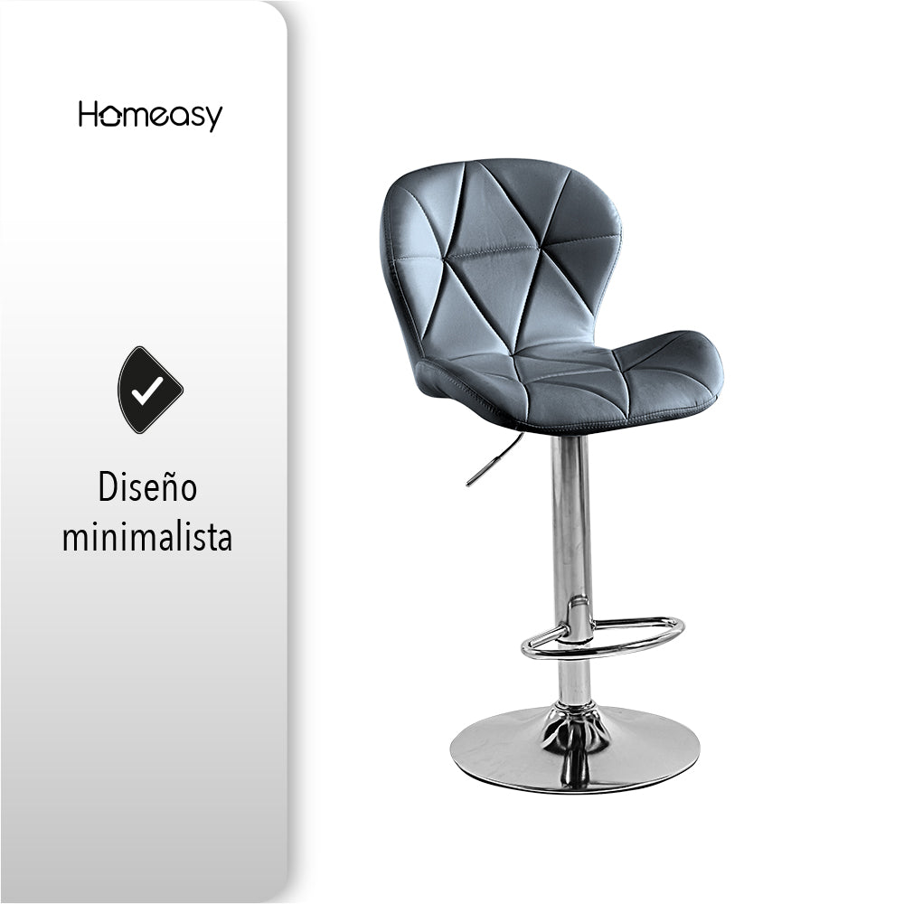 SET DE 2 BANCOS PARA BARRA CON RESPALDO ALTO COLOR GRIS