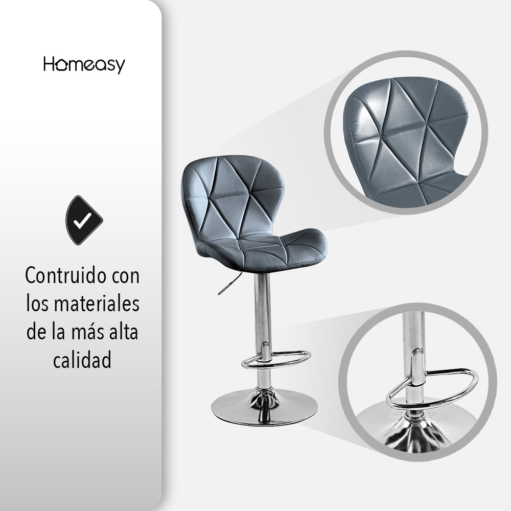 SET DE 2 BANCOS PARA BARRA CON RESPALDO ALTO COLOR GRIS