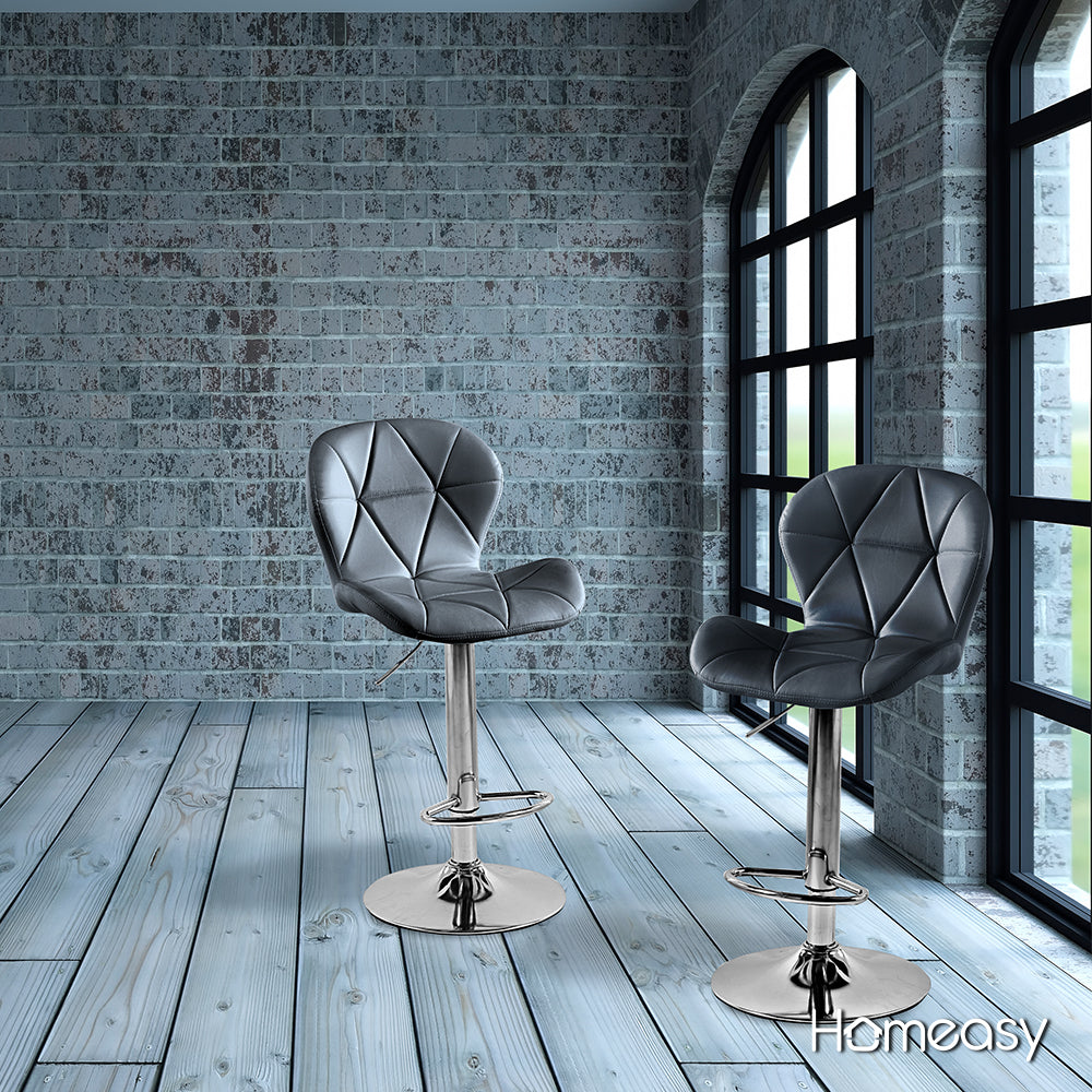 SET DE 2 BANCOS PARA BARRA CON RESPALDO ALTO COLOR GRIS