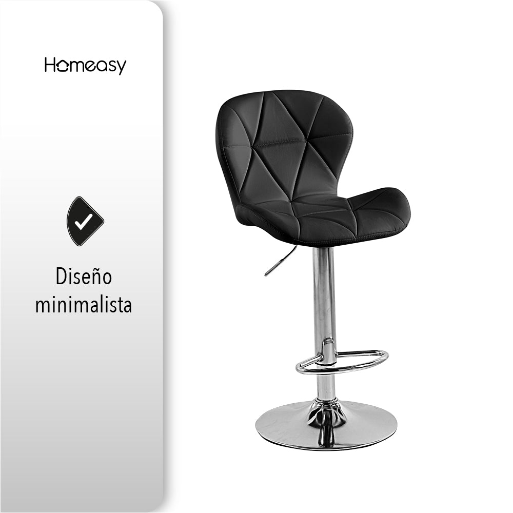 SET DE 2 BANCOS PARA BARRA CON RESPALDO ALTO COLOR NEGRO