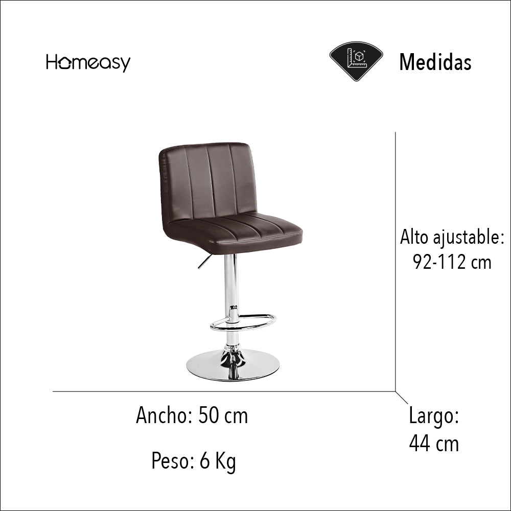 SET DE 2 BANCOS PARA BARRA CON RESPALDO CUADRADO COLOR CAFÉ