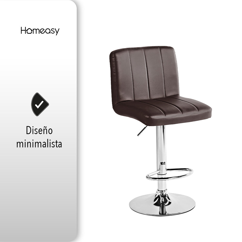 SET DE 2 BANCOS PARA BARRA CON RESPALDO CUADRADO COLOR CAFÉ