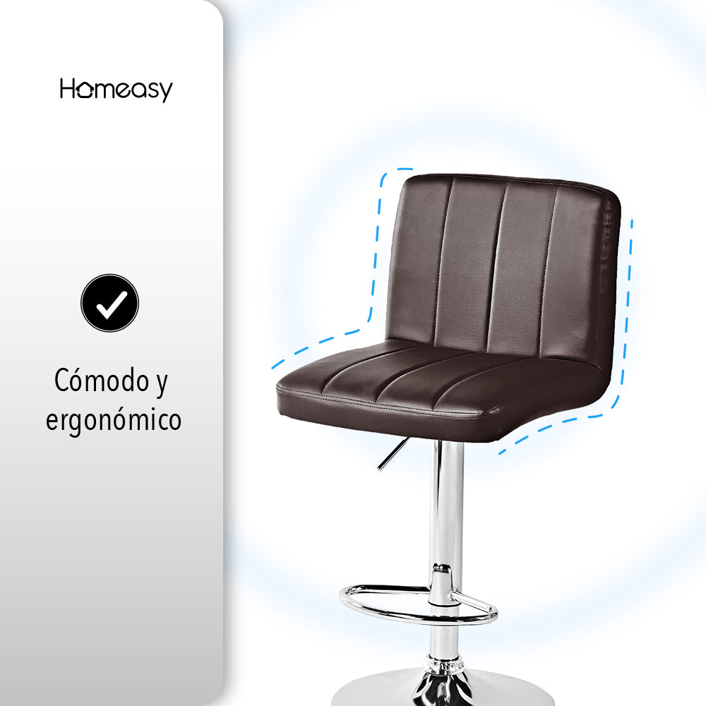 SET DE 2 BANCOS PARA BARRA CON RESPALDO CUADRADO COLOR CAFÉ