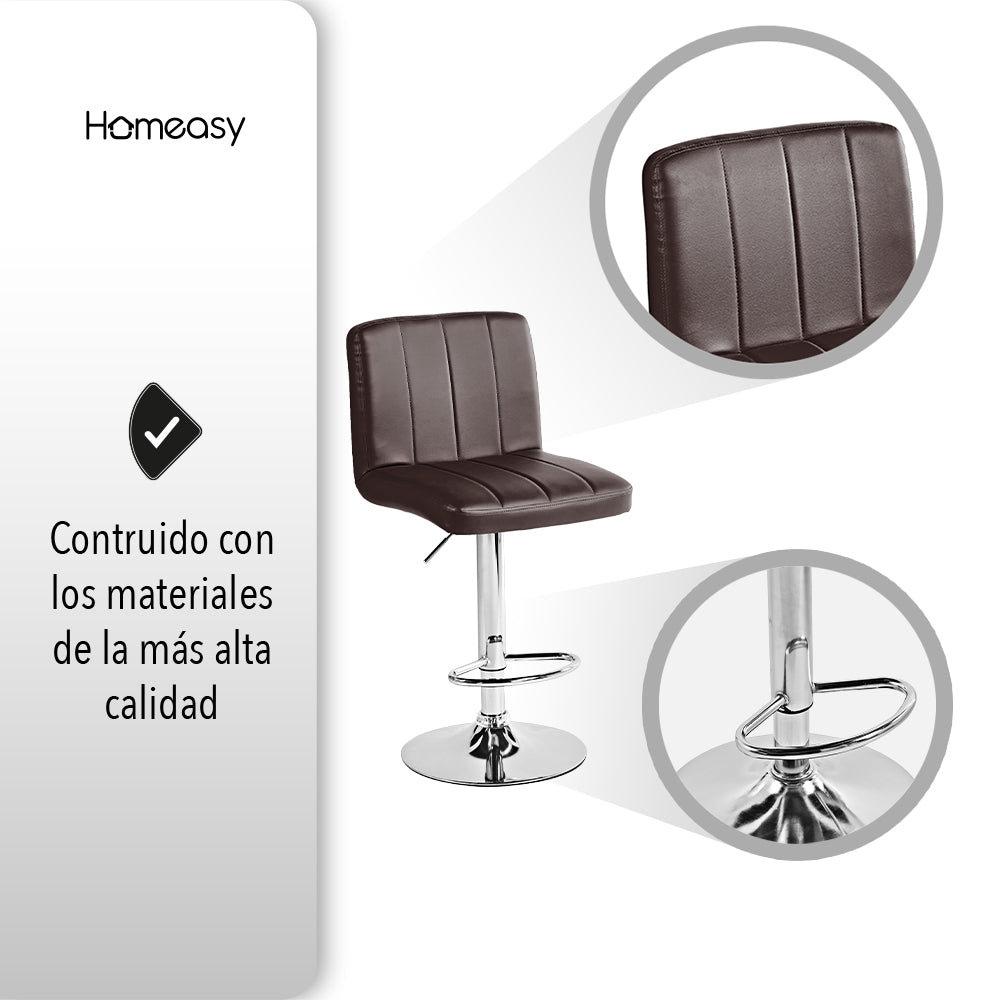 SET DE 2 BANCOS PARA BARRA CON RESPALDO CUADRADO COLOR CAFÉ