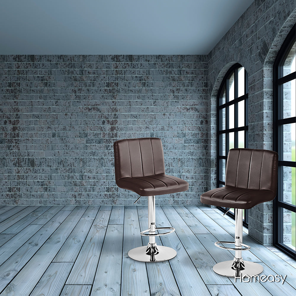 SET DE 2 BANCOS PARA BARRA CON RESPALDO CUADRADO COLOR CAFÉ