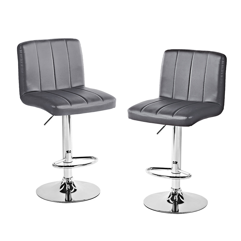 SET DE 2 BANCOS PARA BARRA CON RESPALDO CUADRADO COLOR GRIS