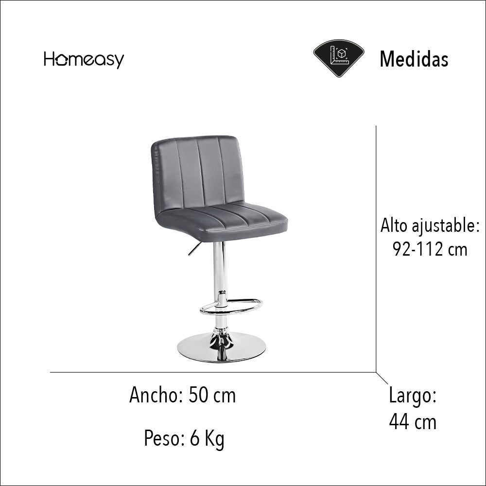 SET DE 2 BANCOS PARA BARRA CON RESPALDO CUADRADO COLOR GRIS