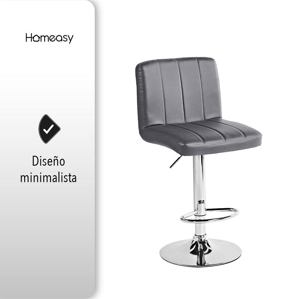 SET DE 2 BANCOS PARA BARRA CON RESPALDO CUADRADO COLOR GRIS