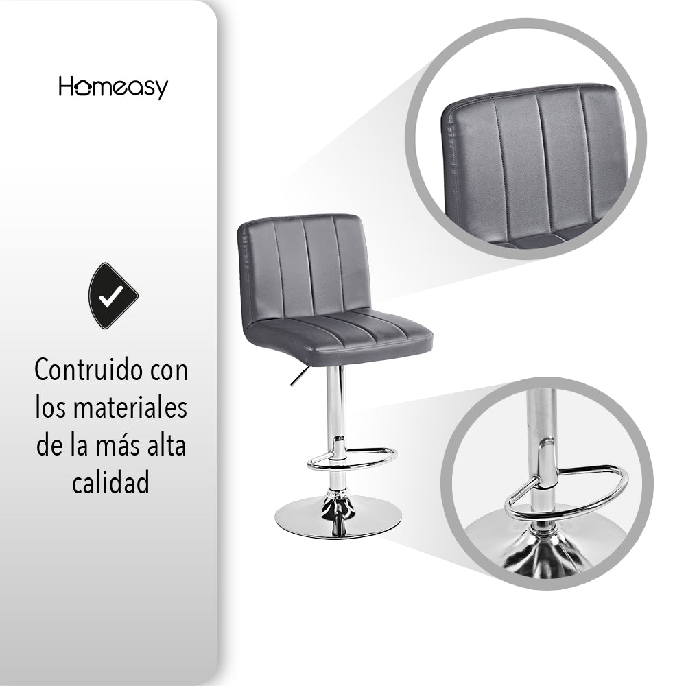 SET DE 2 BANCOS PARA BARRA CON RESPALDO COLOR GRIS (SALDOS)