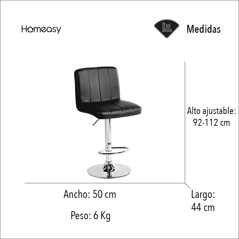 SET DE 2 BANCOS PARA BARRA CON RESPALDO CUADRADO COLOR NEGRO