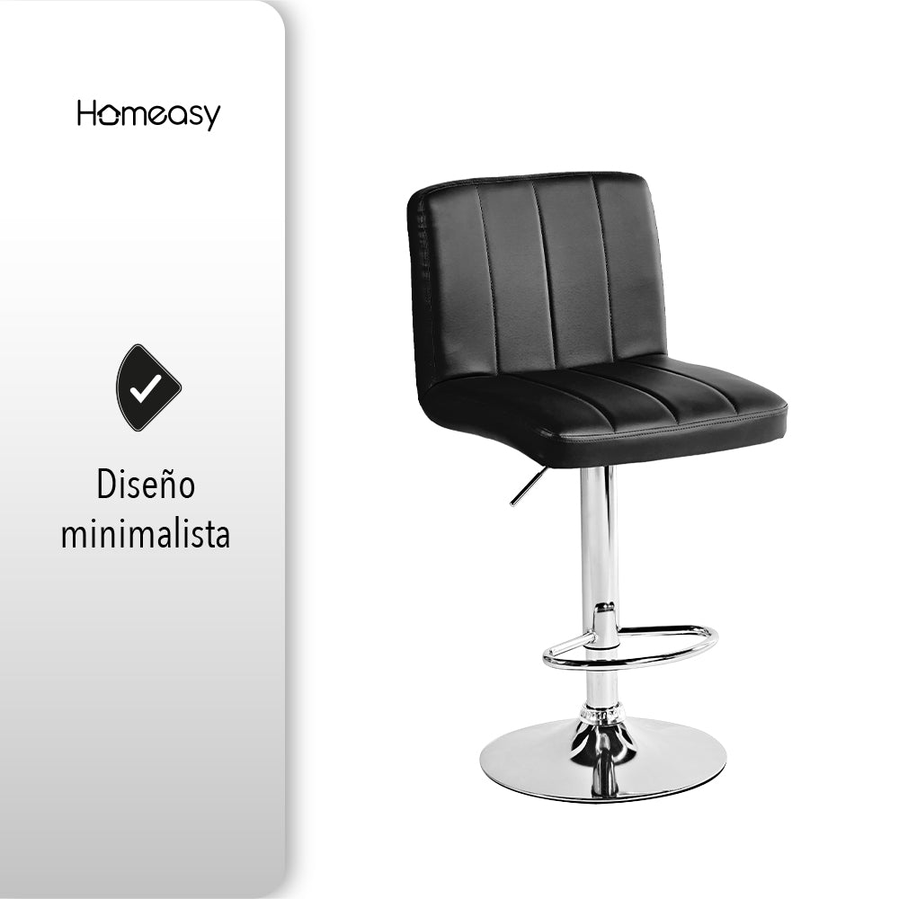 SET DE 2 BANCOS PARA BARRA CON RESPALDO CUADRADO COLOR NEGRO